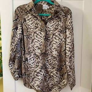 snake skin silk button down
